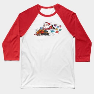 CHRISTMAS SANTA CLAUS: Delivering Christmas Presents on a Snowmobile Baseball T-Shirt